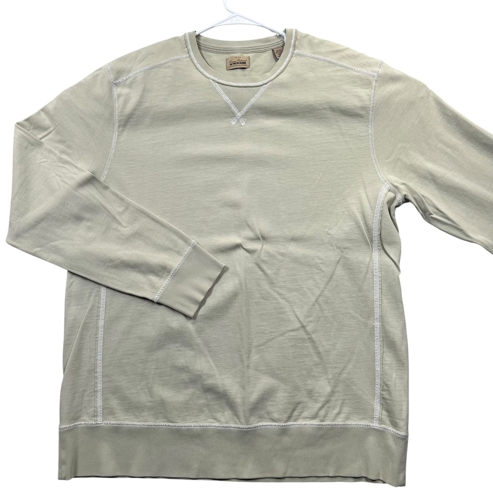 Tommy Bahama Sweatshirt Mens XL Sage Green Saltwater Washed Contrast Stitch